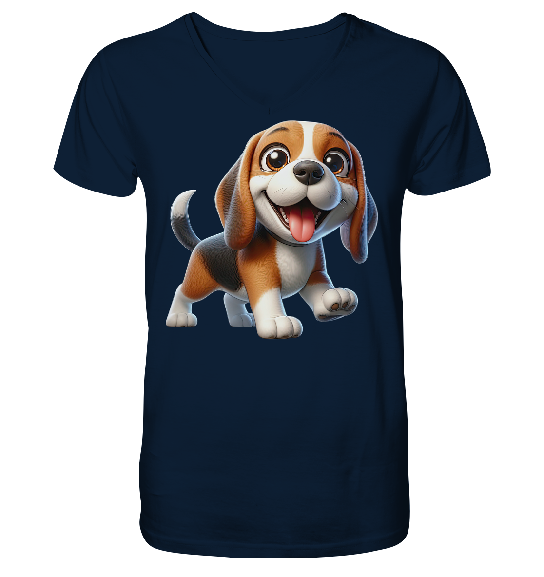 Beagle Cartoon Hund personalisierbar - V-Neck Shirt