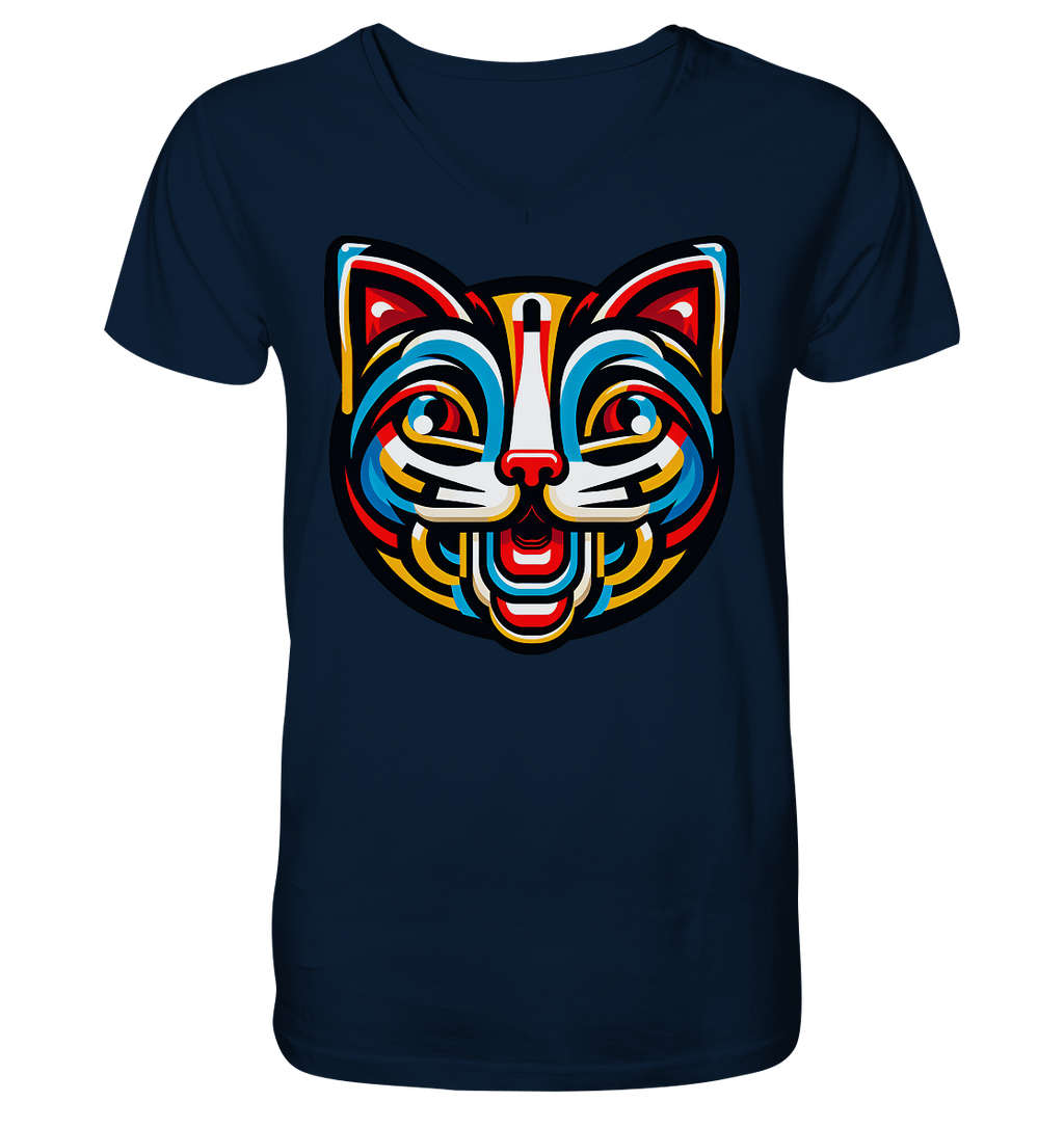 Pop Art Katze  - V-Neck Shirt
