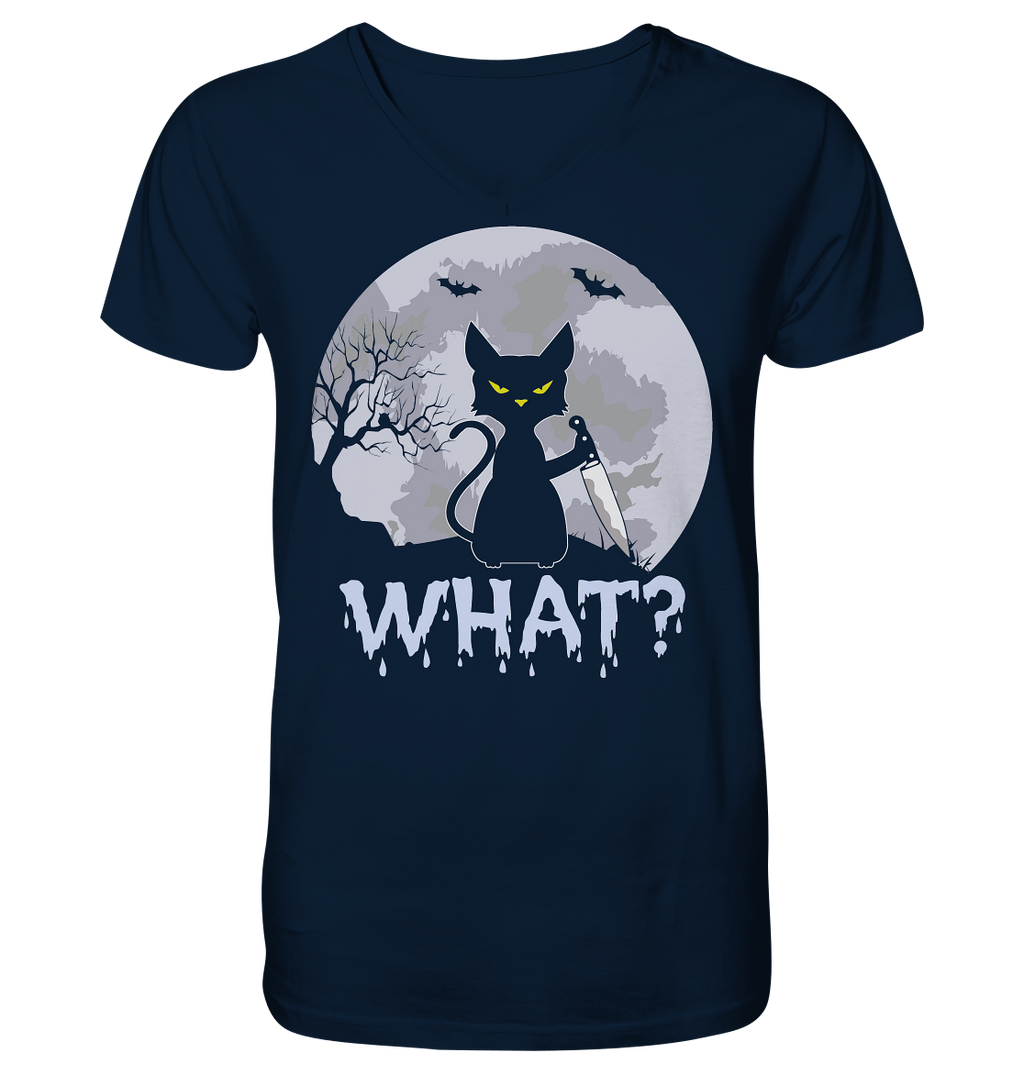Halloween Katze Horror Lustig - V-Neck Shirt