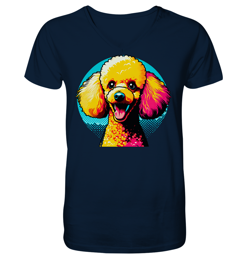 Pudel Pop Art - personalisierbar - V-Neck Shirt