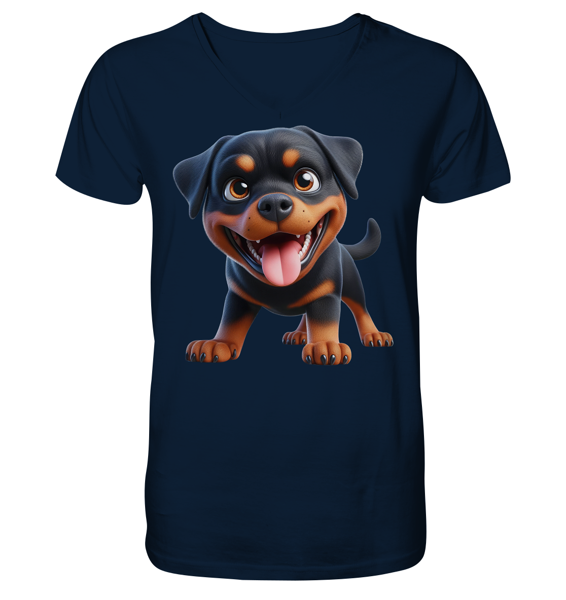Rottweiler Cartoon Hund - personalisierbar - V-Neck Shirt