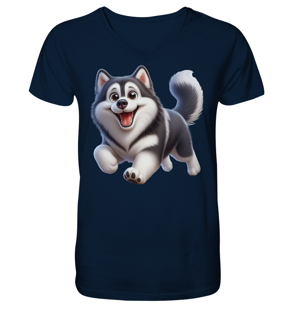 Husky Comic - personalisierbar - V-Neck Shirt