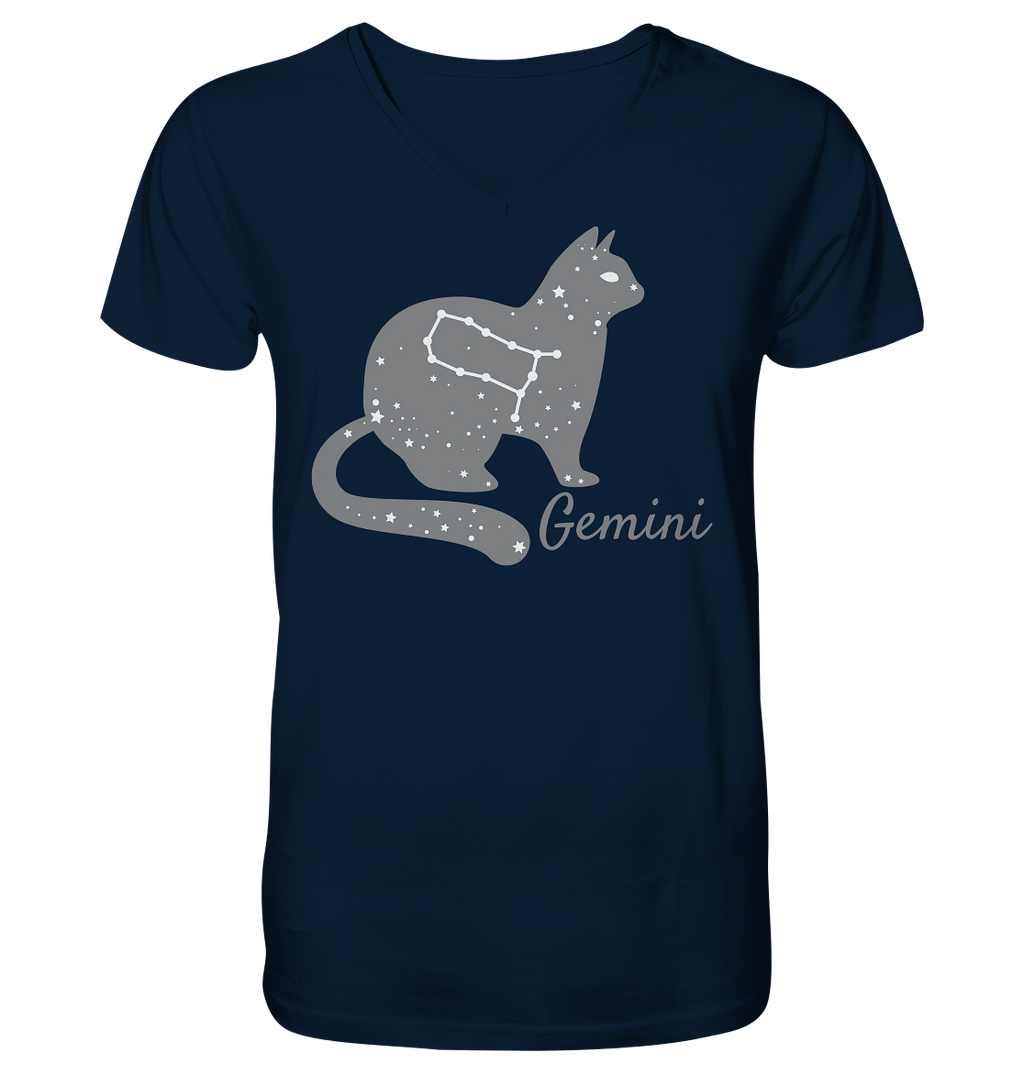 Sternzeichen Katze Zwilling - personalisierbar - V-Neck Shirt