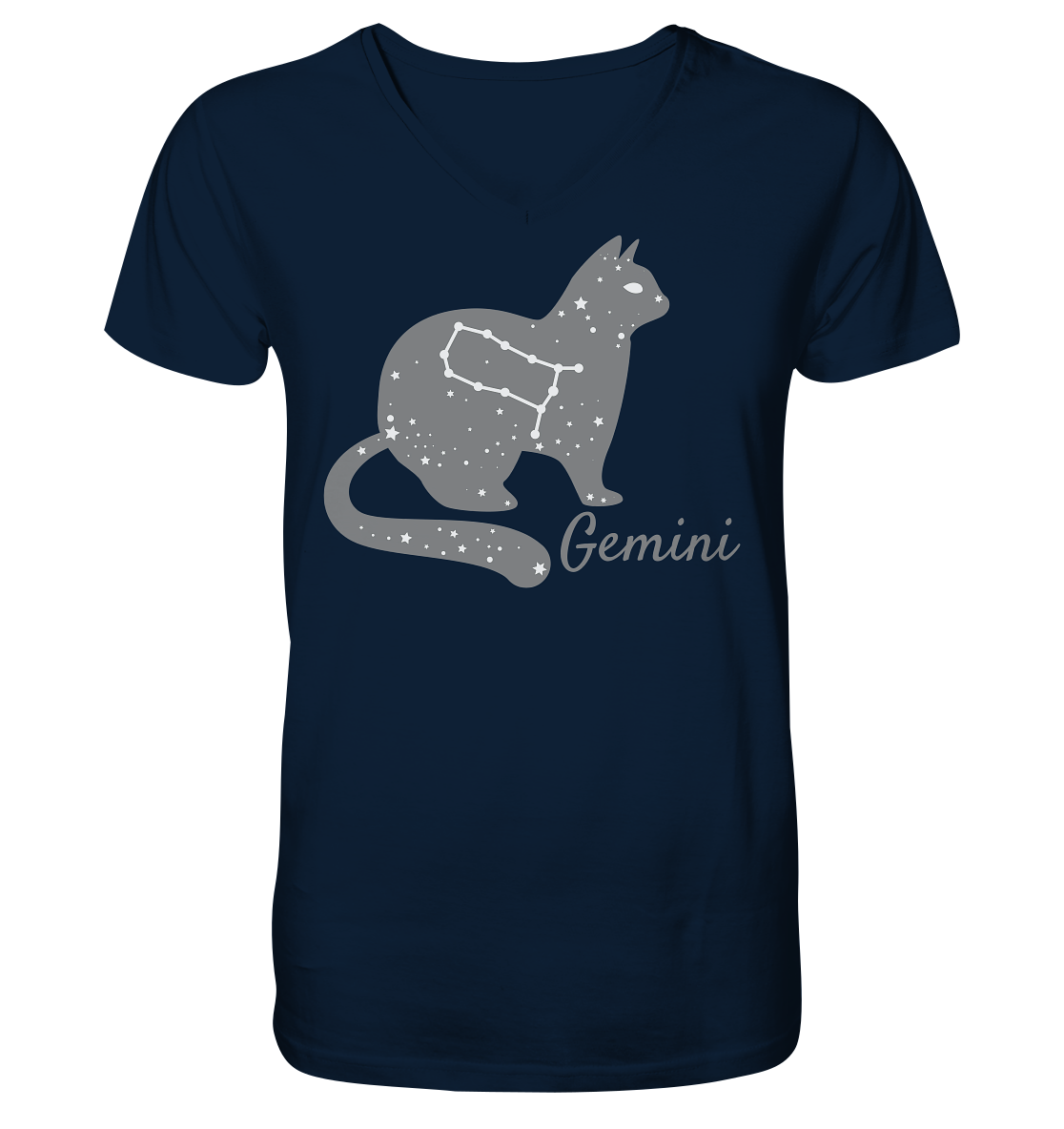 Sternzeichen Katze Zwilling - personalisierbar - V-Neck Shirt