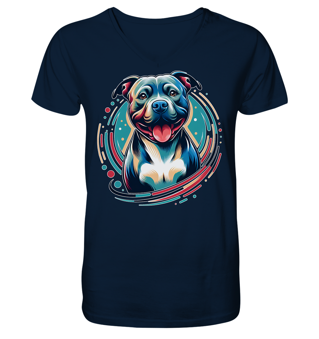 Happy Pittbull / Staffy PopArt - V-Neck Shirt