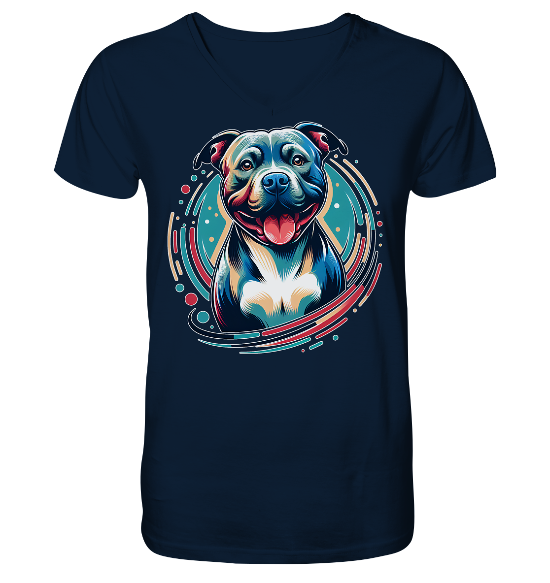 Happy Pittbull / Staffy PopArt - V-Neck Shirt