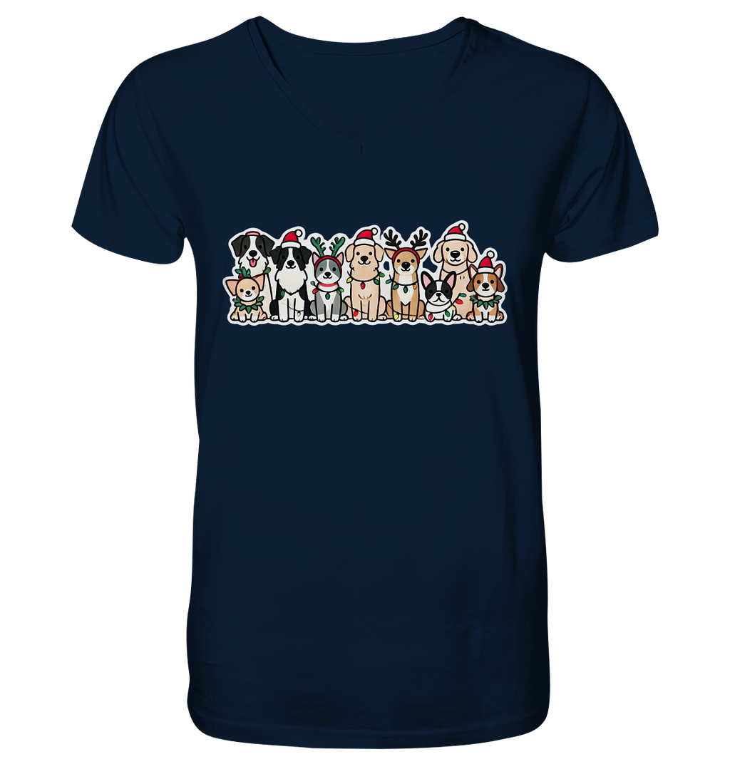 Weihnachten, Christmas Hunde - V-Neck Shirt