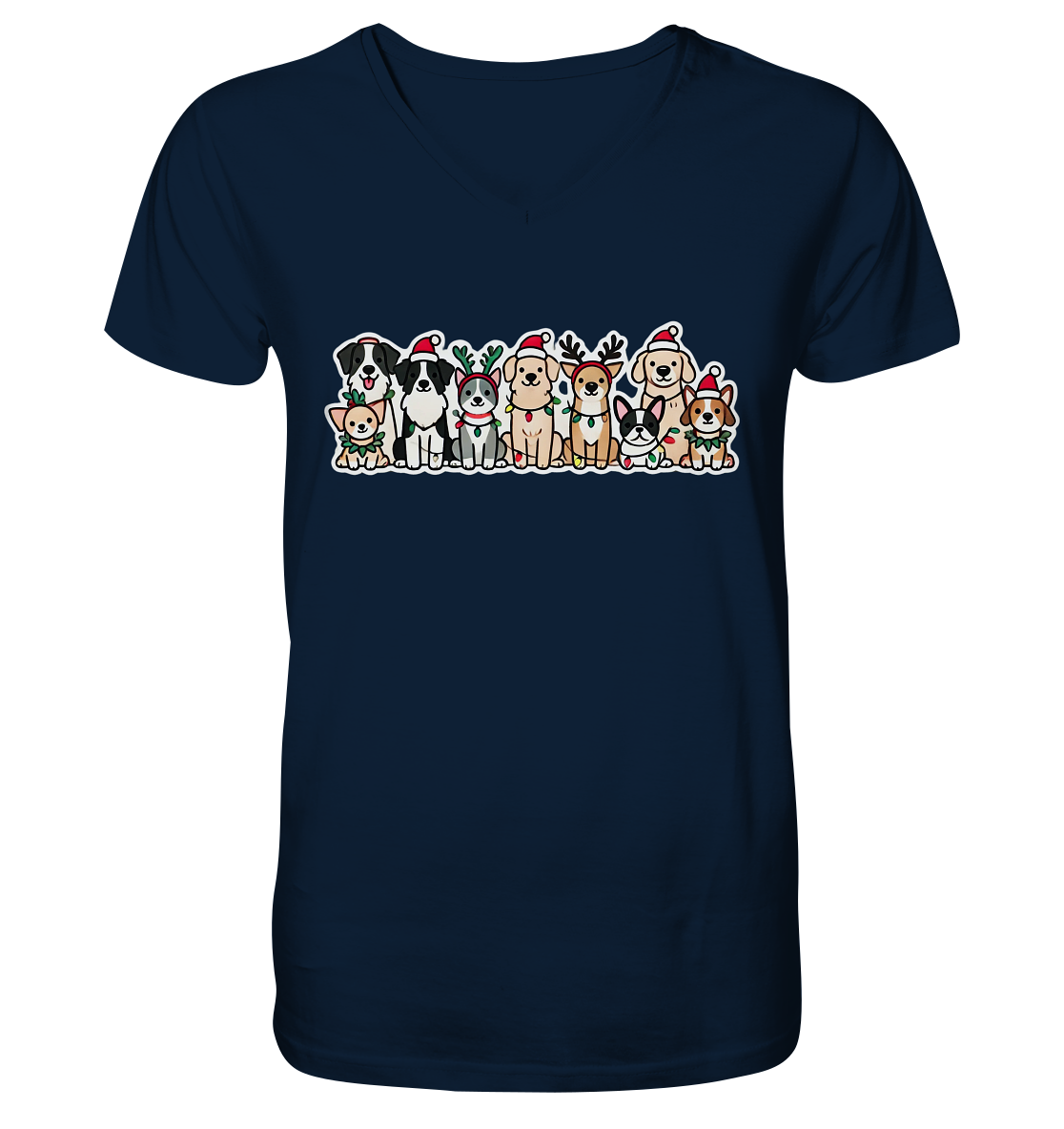 Weihnachten, Christmas Hunde - V-Neck Shirt