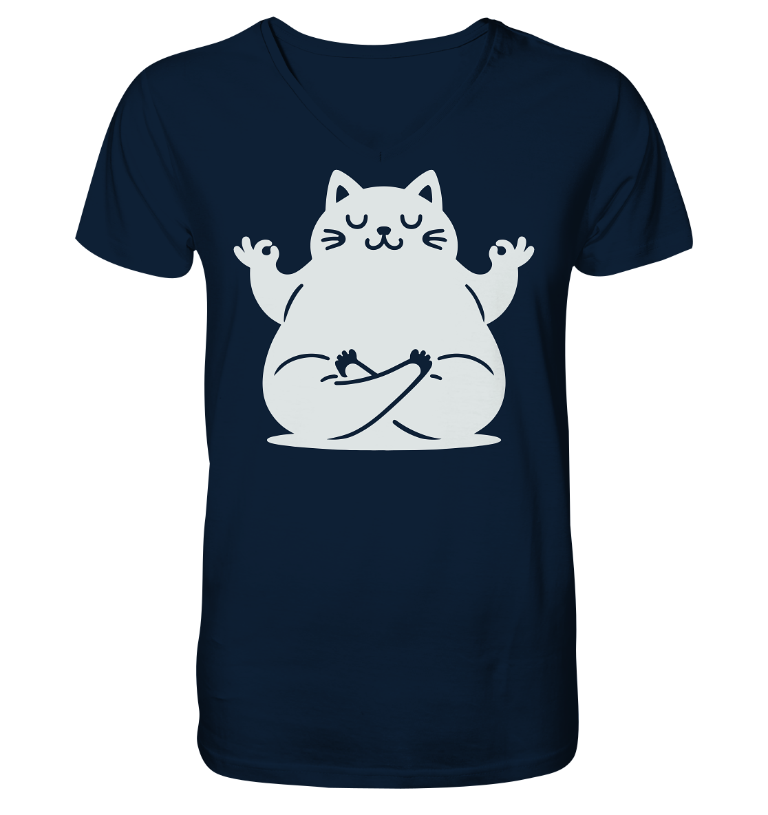 Funny yoga Cat - personalisierbar - V-Neck Shirt