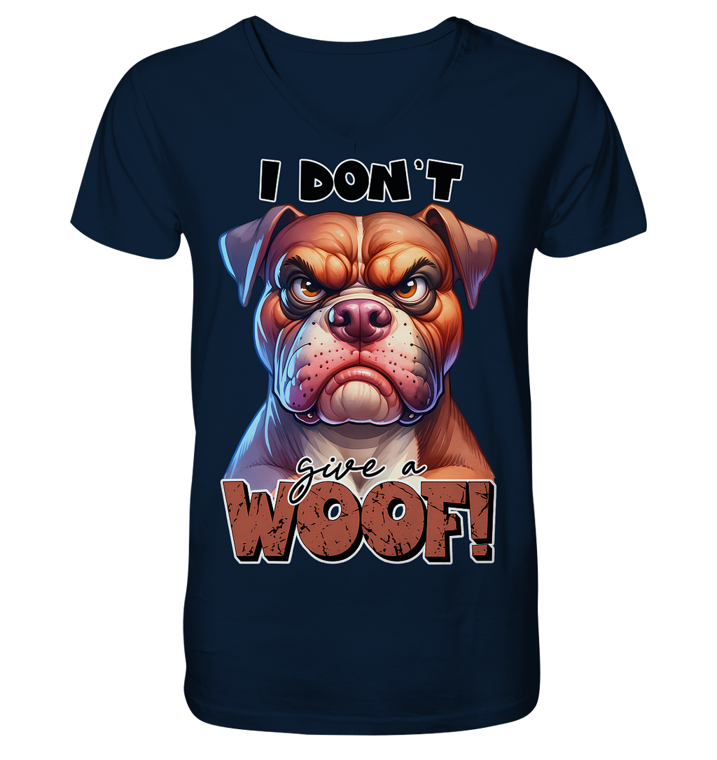 I don't give a woof - Fun Hunde Cartoon - V-Neck Shirt
