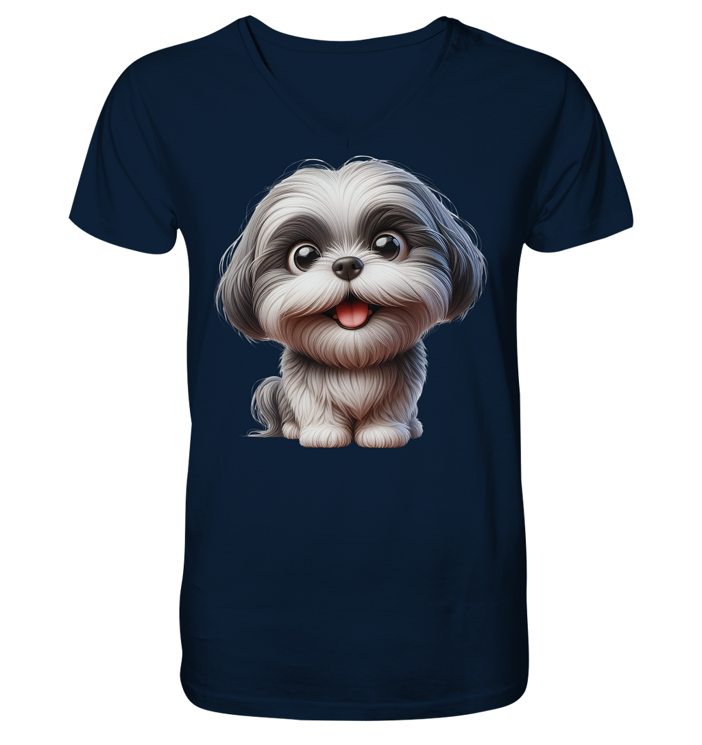 Shih Tzu Cartoon Dog - personalisierbar - V-Neck Shirt