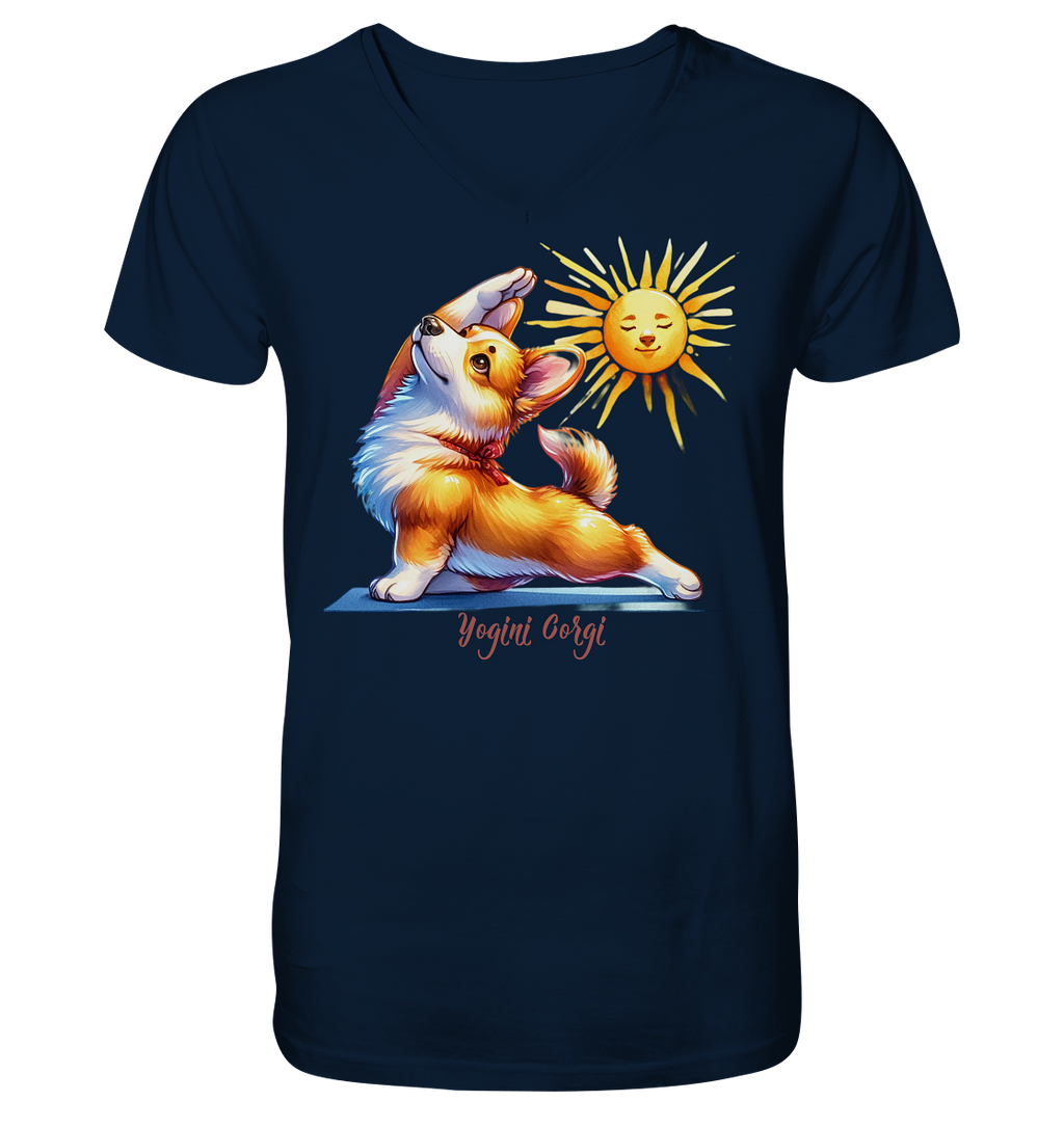 Yoga Corgi Hund yogini Gorgi - personalisierbar - V-Neck Shirt