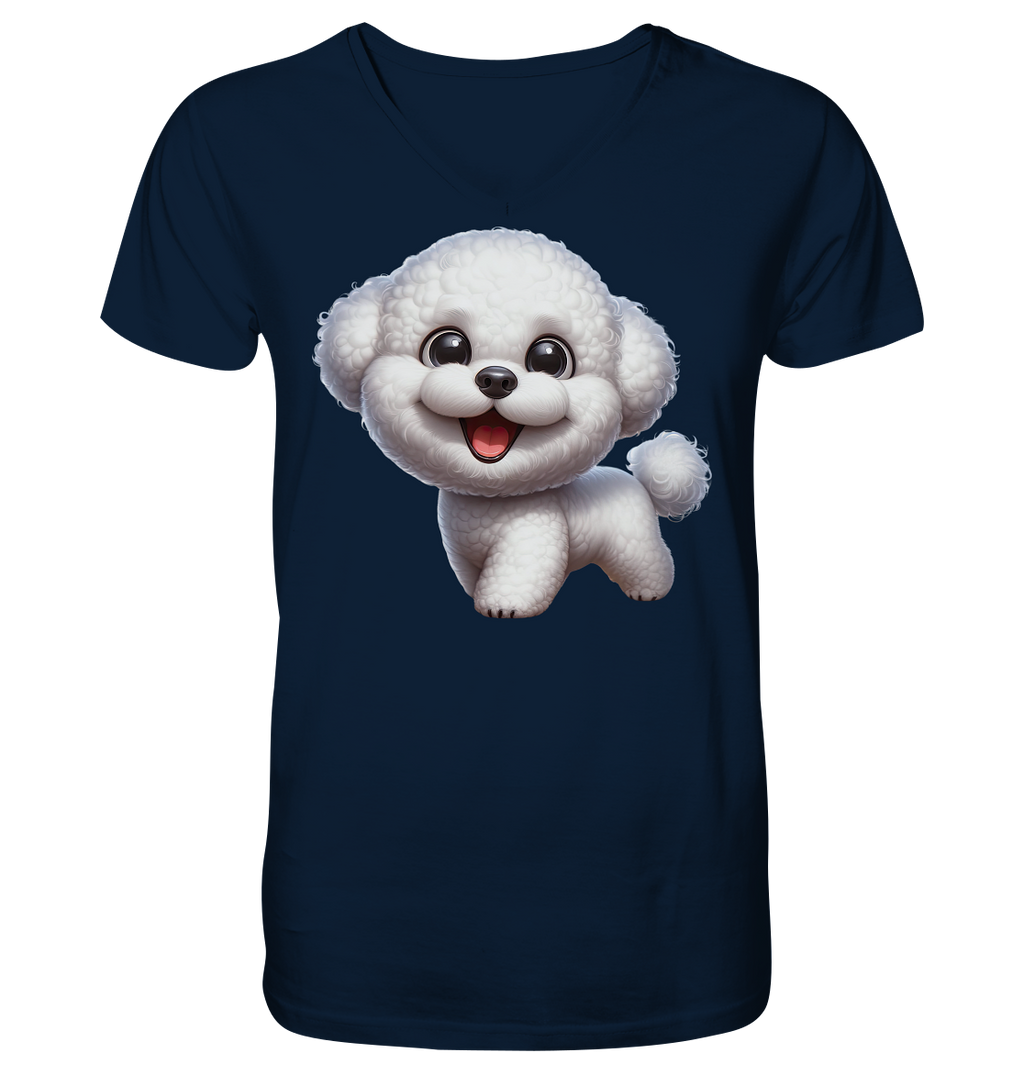 Bichon Frisé Cartoon personalisierbar - V-Neck Shirt