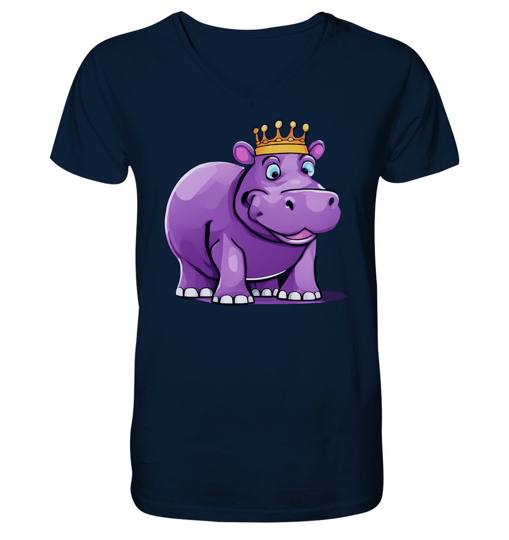 Hippo Queen Cute - personalisierbar - V-Neck Shirt