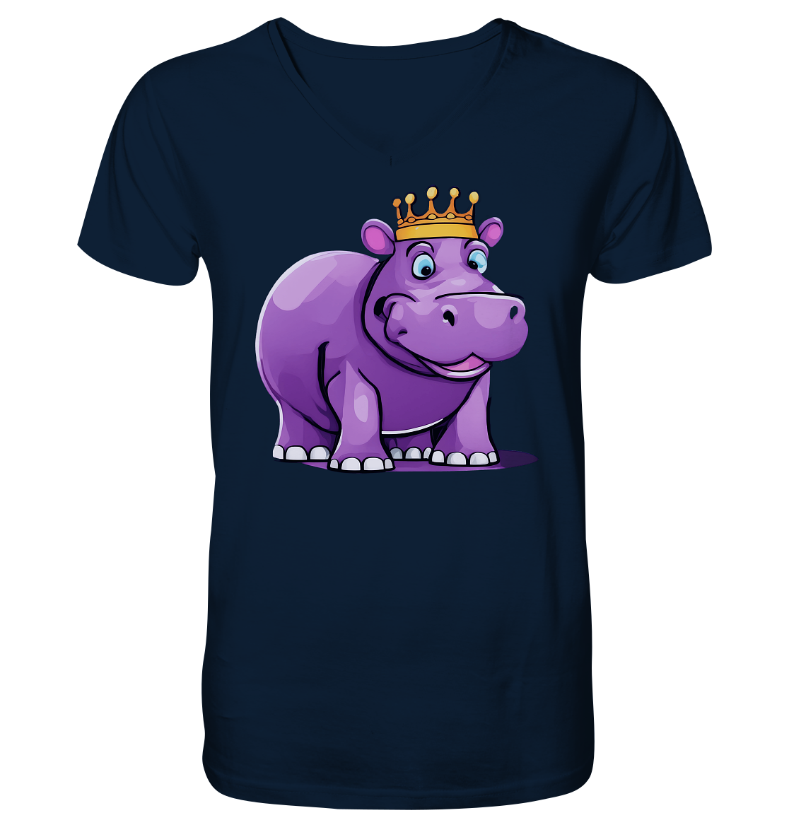 Hippo Queen Cute - personalisierbar - V-Neck Shirt