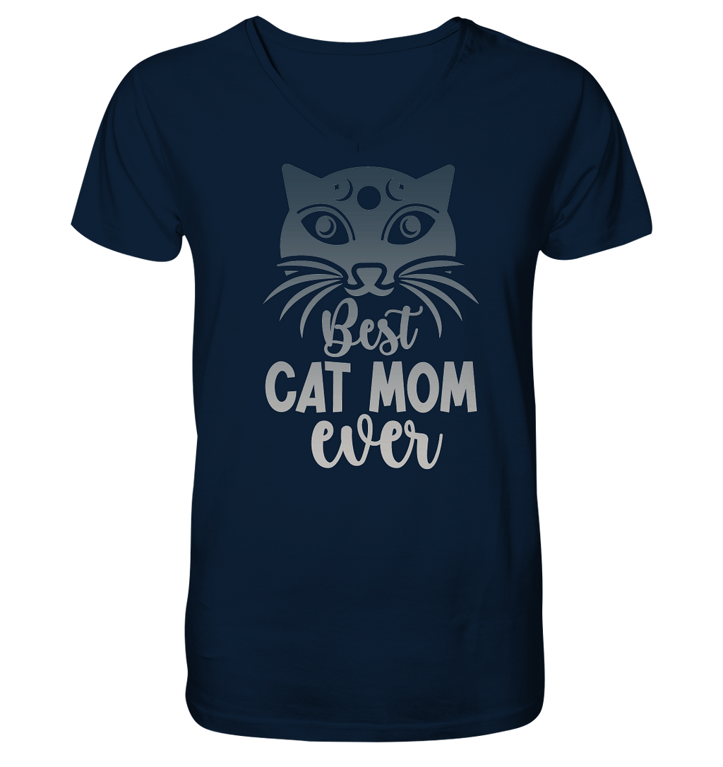 Best Cat Mum ever personalisierbar - V-Neck Shirt