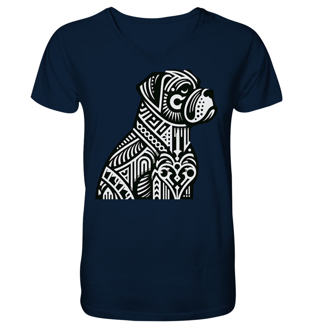 Hund Mastif Art Deco  - personalisierbar - V-Neck Shirt