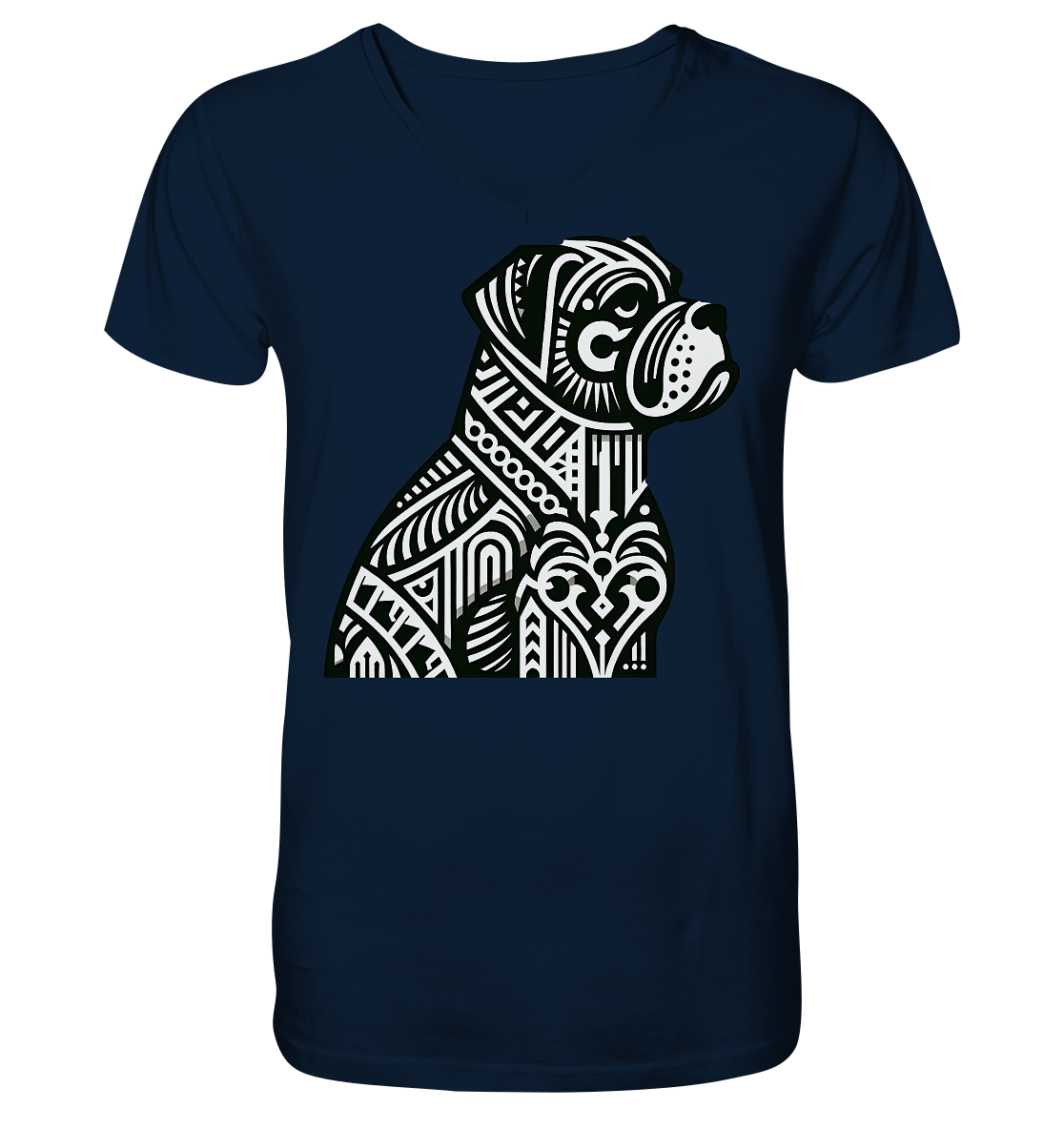 Hund Mastif Art Deco  - personalisierbar - V-Neck Shirt