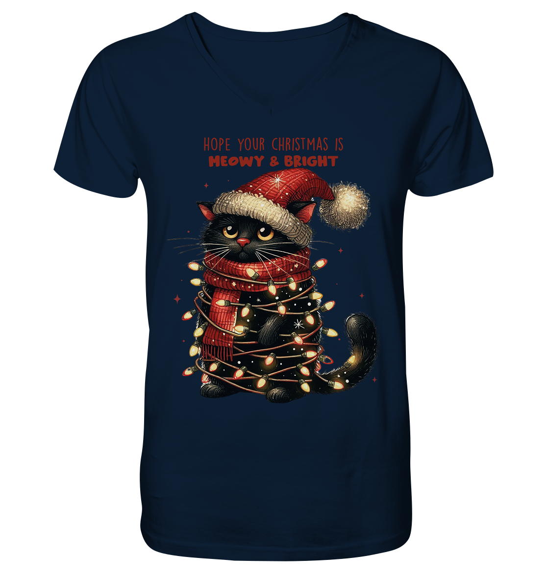 Weihnachts Katze Christmas is Moewy - V-Neck Shirt
