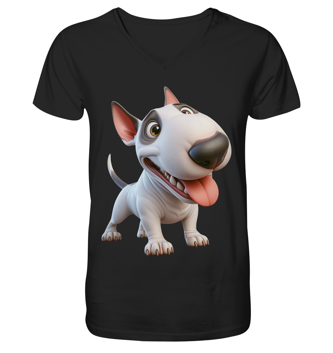 Bullterrier Cartoon personalisierbar - V-Neck Shirt