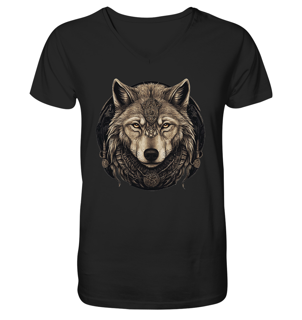 Wolf Fenris Viking Art - V-Neck Shirt