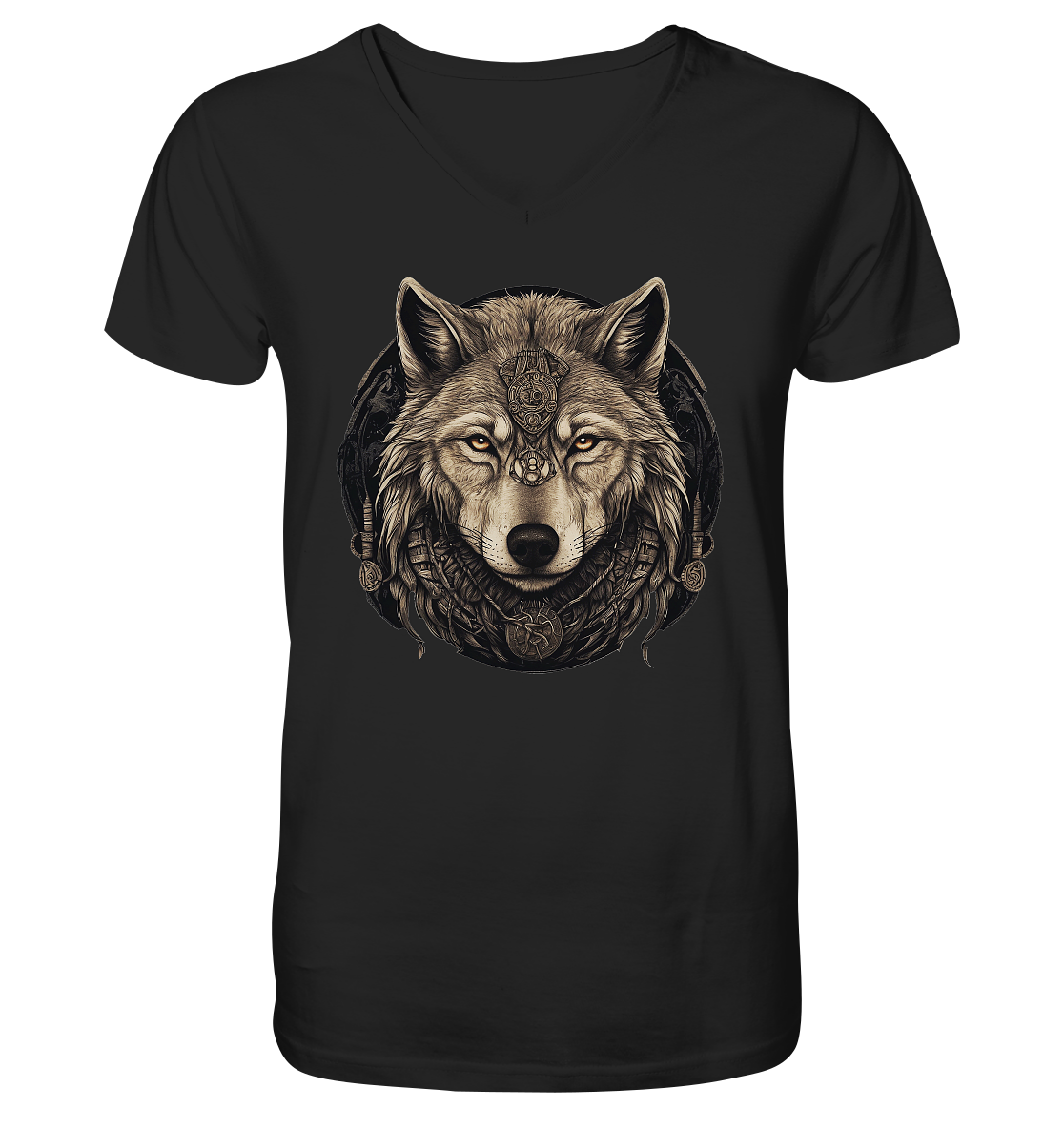 Wolf Fenris Viking Art - V-Neck Shirt