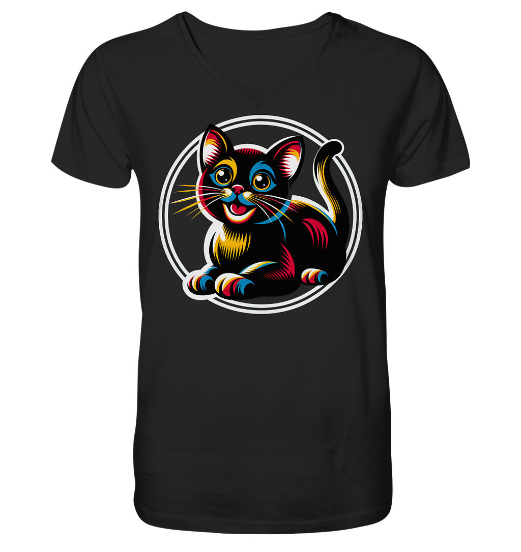 Kätzchen Pop Art - personalisierbar - V-Neck Shirt