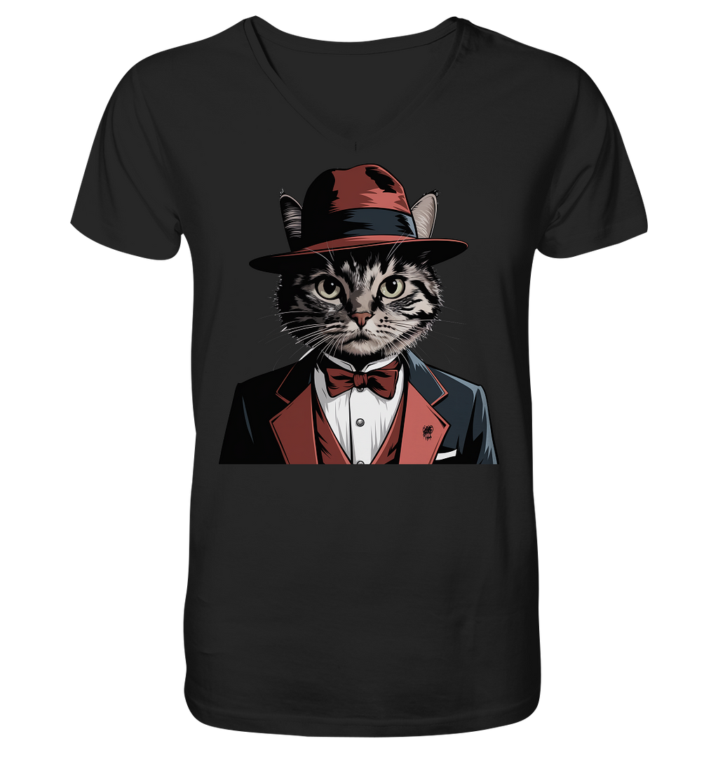 Godfather Catmother Katze Mafia - personalisierbar  - V-Neck Shirt