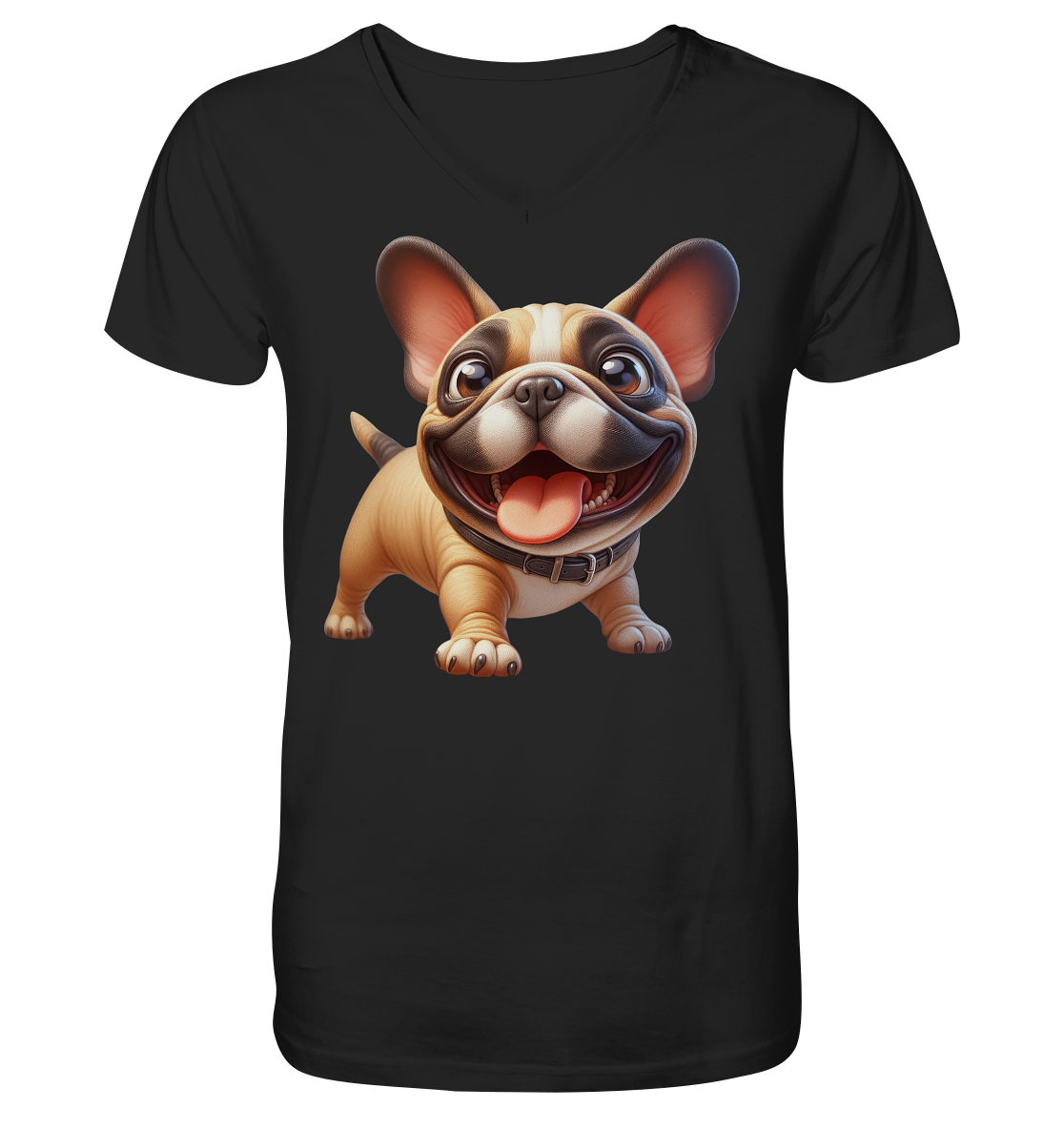 Französische Bulldogge Cartoon personalisierbar - V-Neck Shirt
