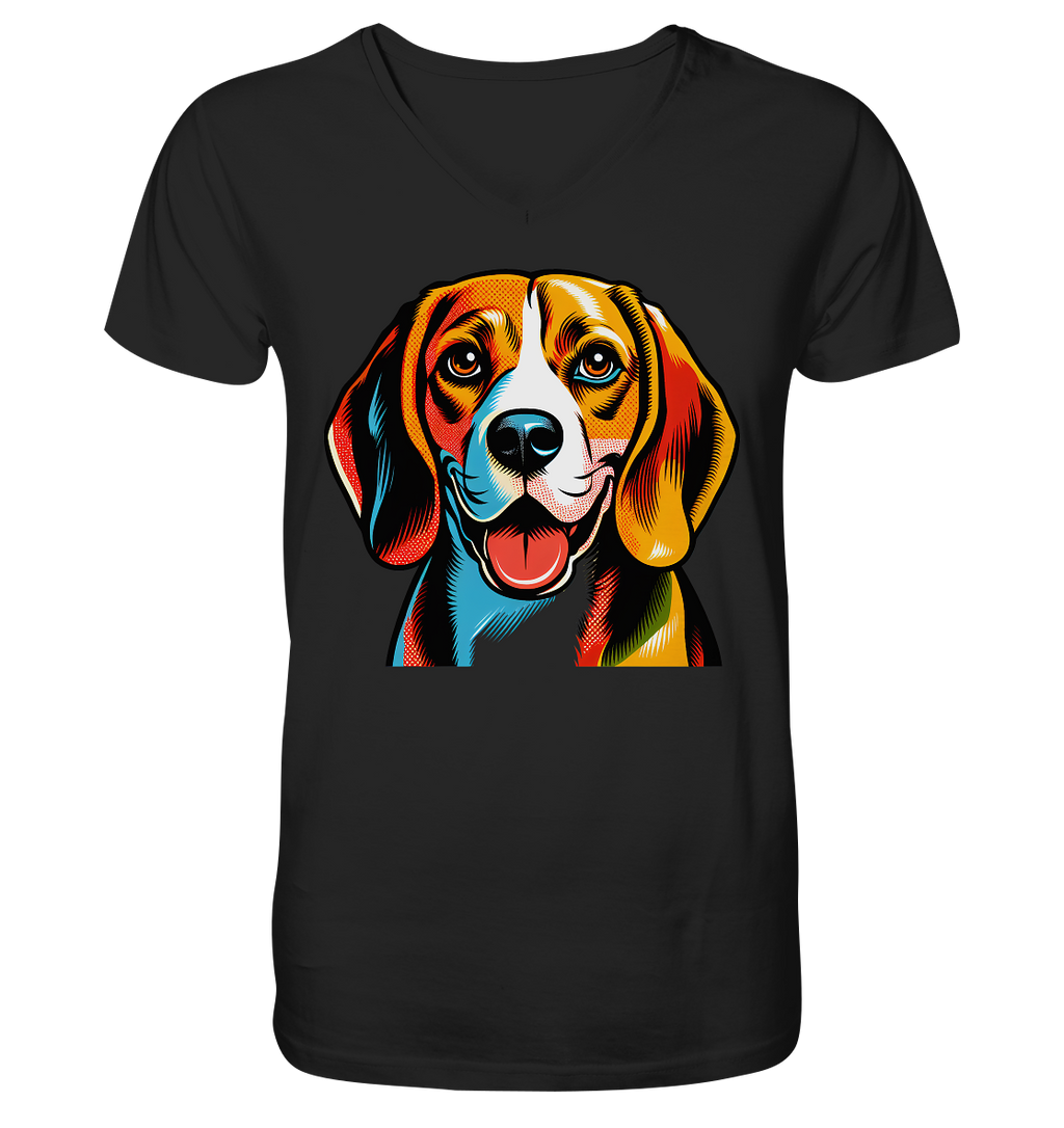 Beagle Pop Art - Personalisierbar - V-Neck Shirt