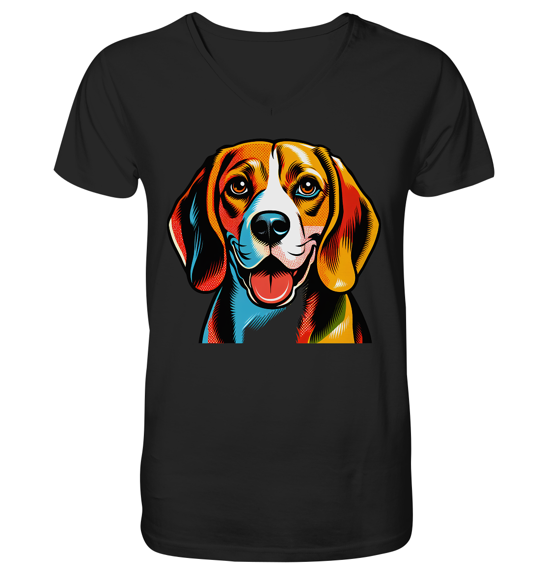 Beagle Pop Art - Personalisierbar - V-Neck Shirt