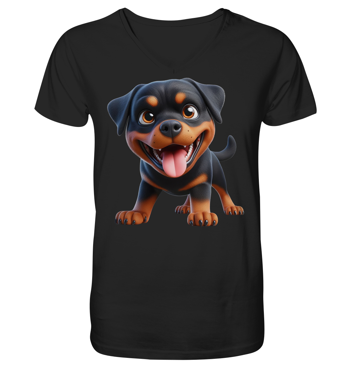 Rottweiler Cartoon Hund - personalisierbar - V-Neck Shirt