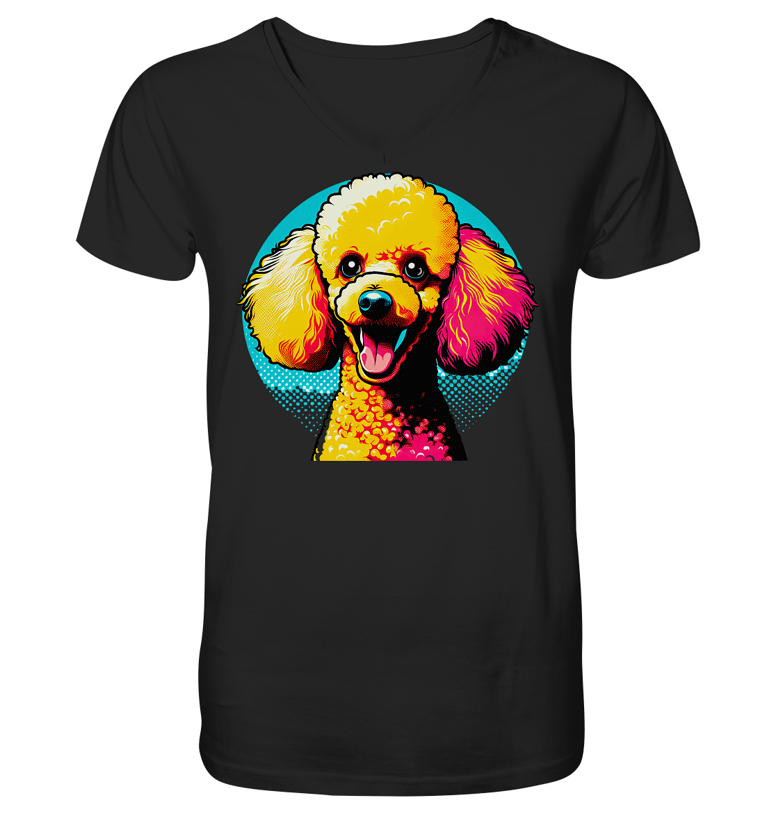 Pudel Pop Art - personalisierbar - V-Neck Shirt