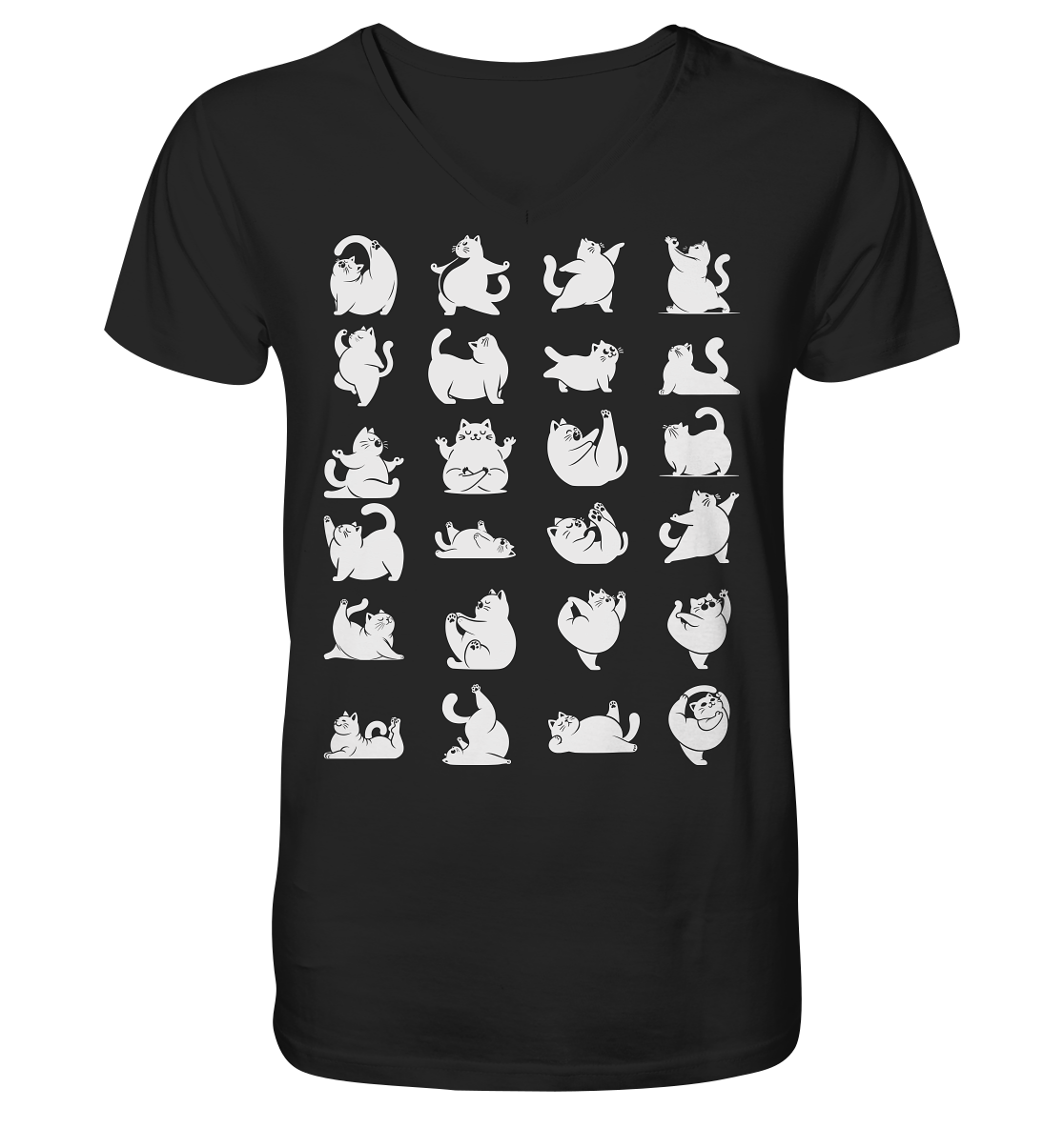 Katzen Yoga / Cat Yoga Fun - personalisierbar - V-Neck Shirt