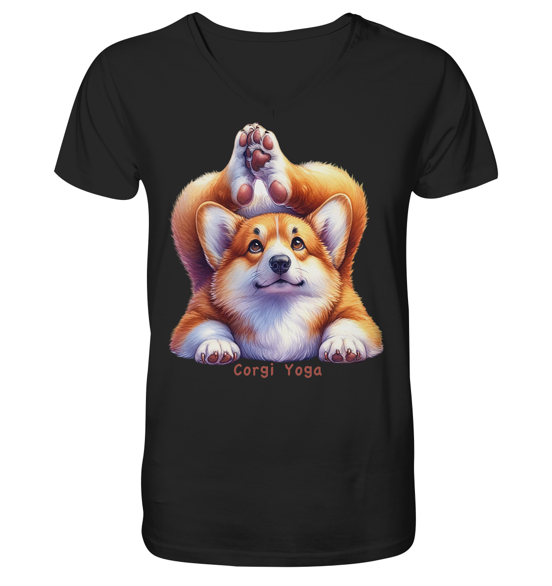 Corgi Yoga - V-Neck Shirt