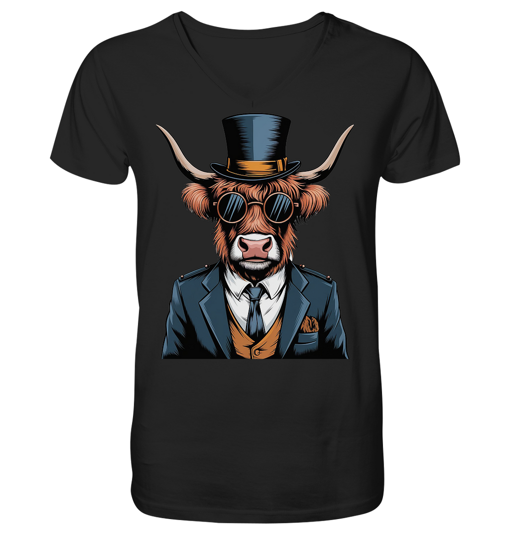 Highland Cow Steampunk - V-Neck Shirt