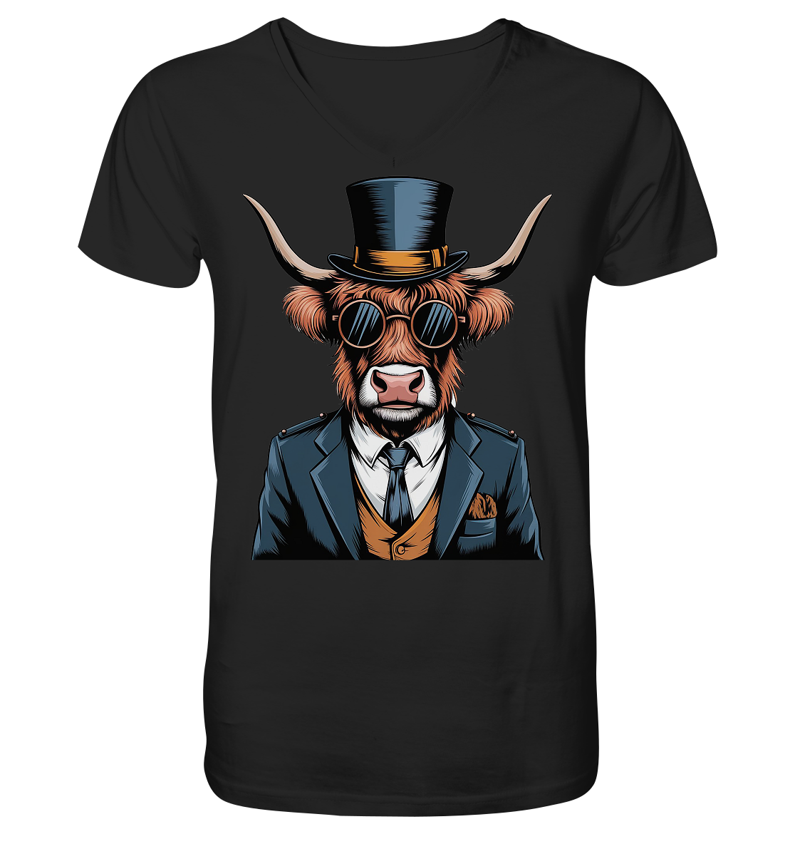 Highland Cow Steampunk - V-Neck Shirt