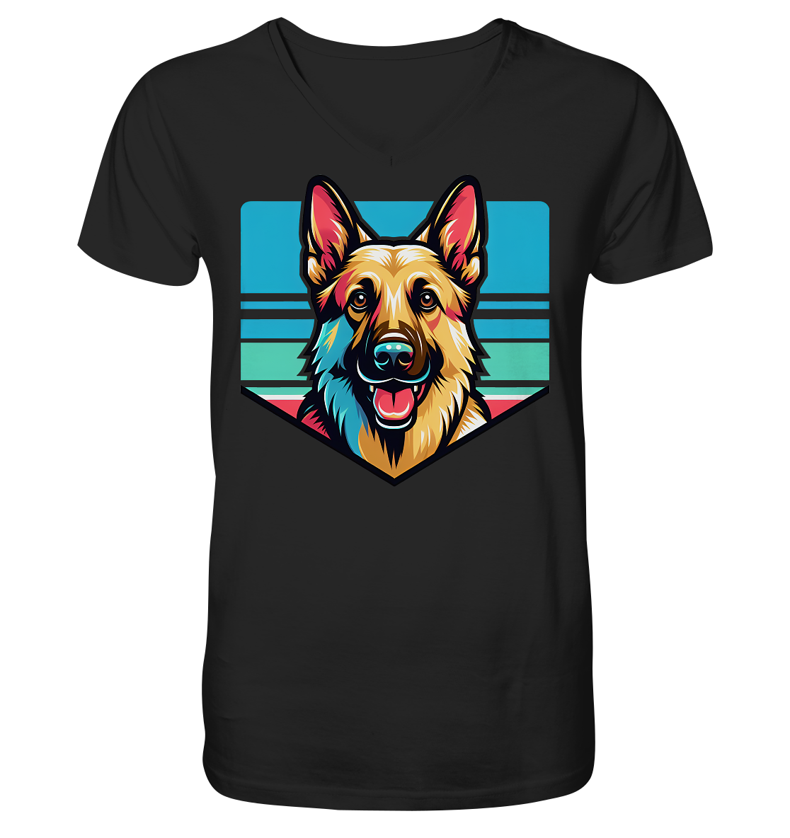 Schäferhund Pop Art - personalisierbar - V-Neck Shirt