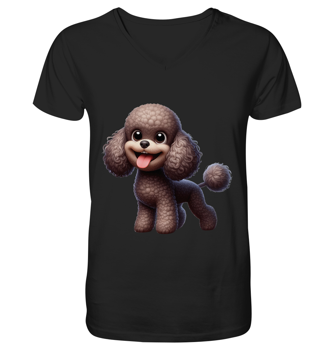 Pudel Comic - personalisierbar - V-Neck Shirt