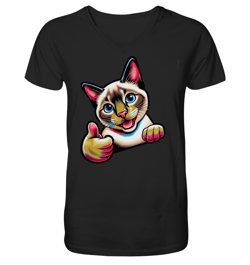 Siamkatze Pop Art - personalisierbar - V-Neck Shirt