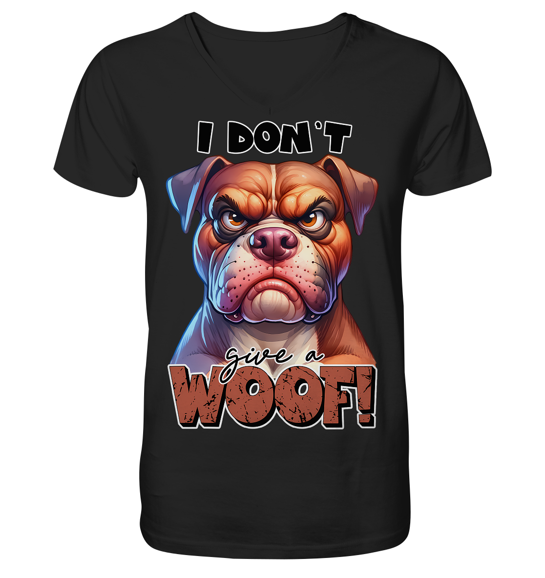 I don't give a woof - Fun Hunde Cartoon - V-Neck Shirt