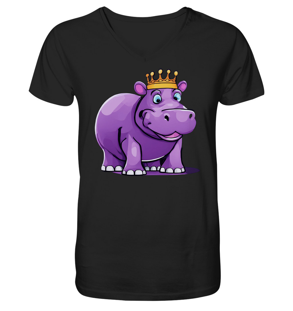 Hippo Queen Cute - personalisierbar - V-Neck Shirt