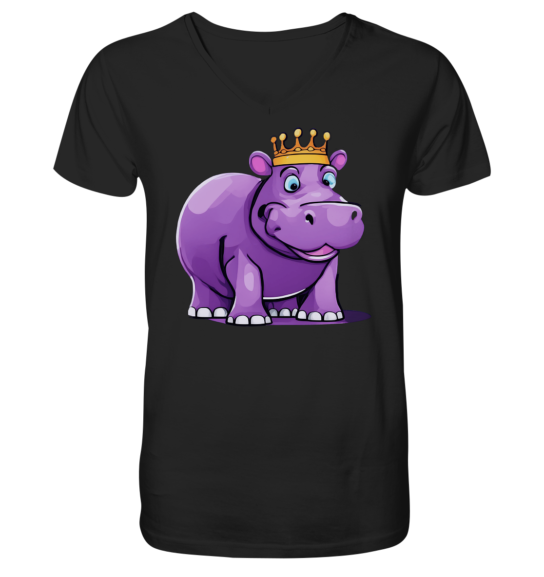 Hippo Queen Cute - personalisierbar - V-Neck Shirt
