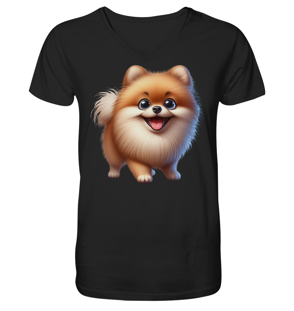 Pomeranien Cartoon - personalisierbar - V-Neck Shirt
