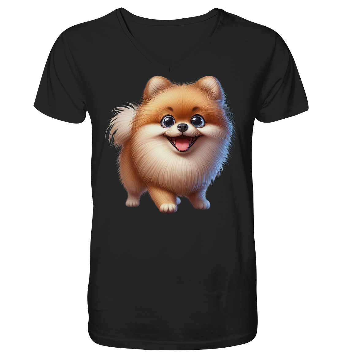 Pomeranien Cartoon - personalisierbar - V-Neck Shirt