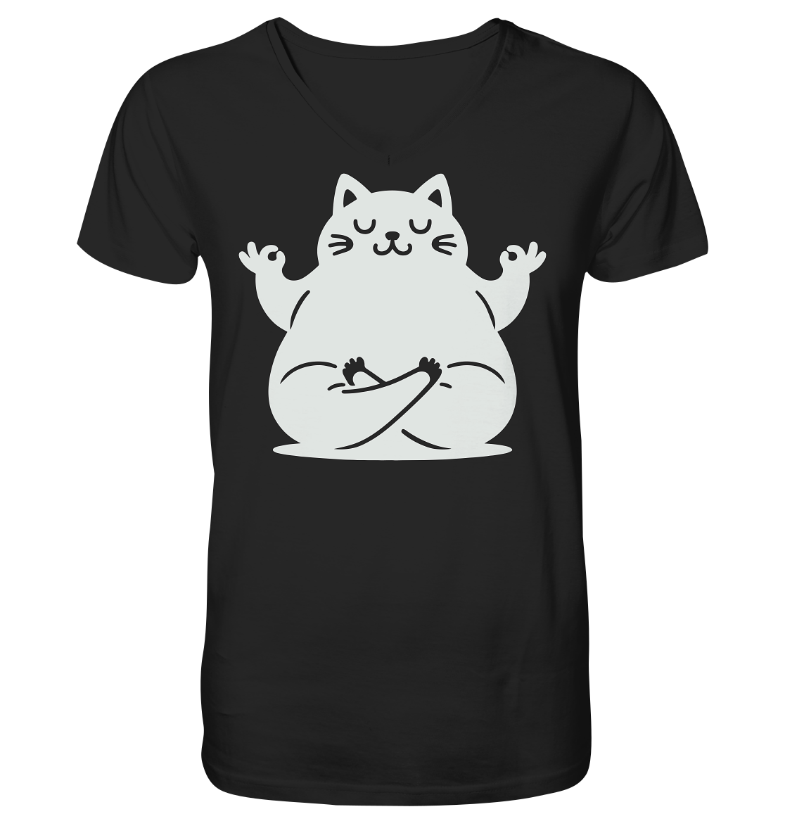 Funny yoga Cat - personalisierbar - V-Neck Shirt