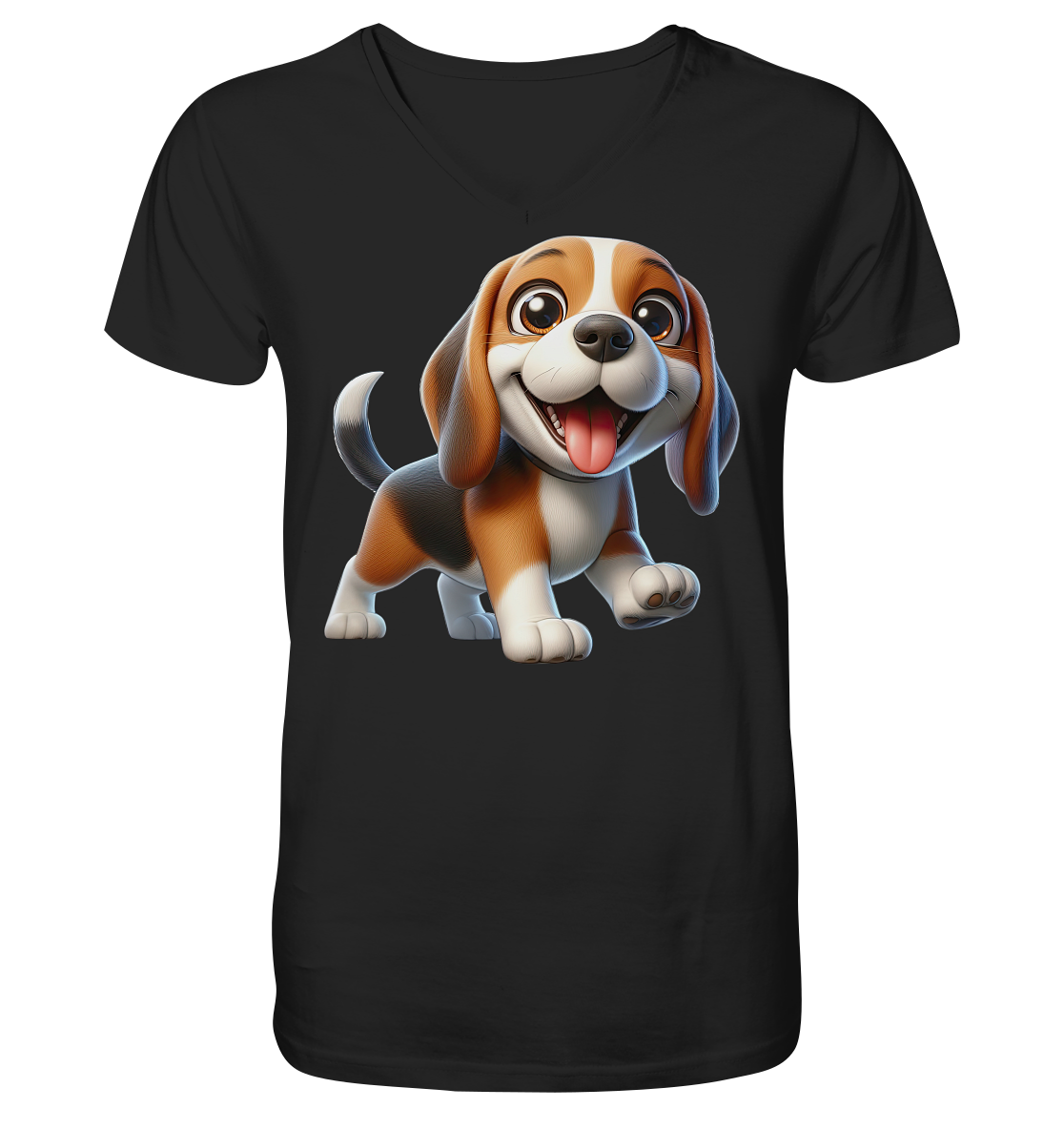 Beagle Cartoon Hund personalisierbar - V-Neck Shirt