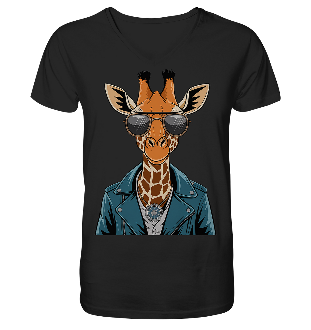 Giraffe Steampunk - V-Neck Shirt
