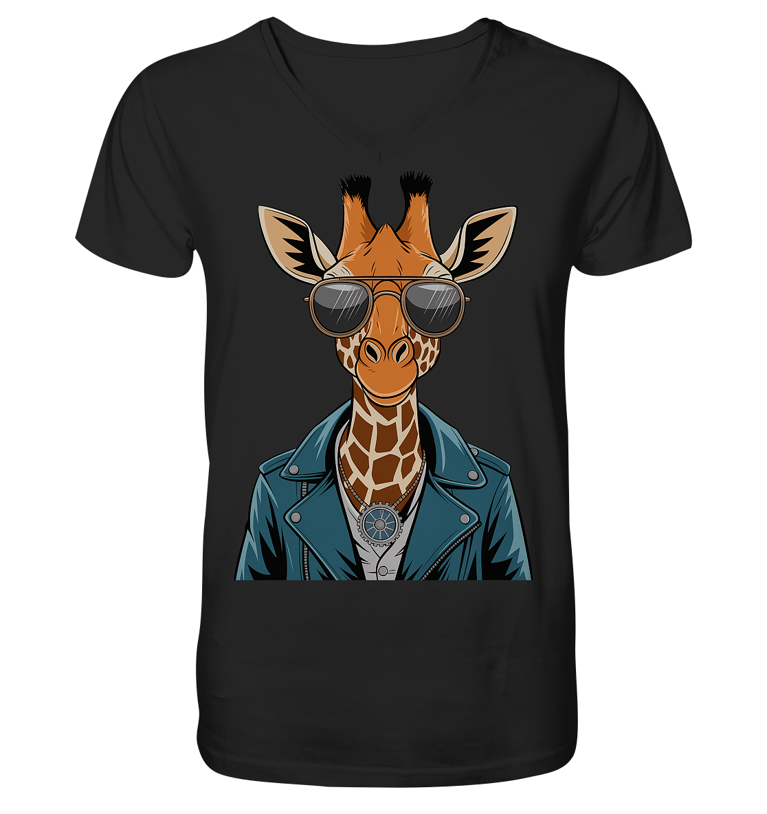 Giraffe Steampunk - V-Neck Shirt