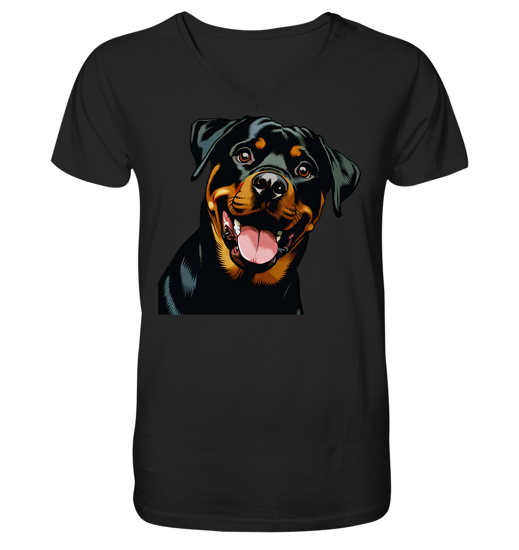 Rottweiler  Comic - personalisierbar - V-Neck Shirt
